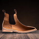 High-Traction Rubber Outsole & Lug Tread Pattern on Journeyman Snuff Reverse Leather Boots