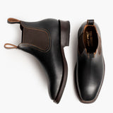 Journeyman Cacao Leather Boots - Reinforced Heel Counter & Precision Double-Row Stitching Detail
