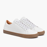 Legacy White Leather Sneakers in White Full-Grain Leather - Lateral Side Profile View | Buy Online