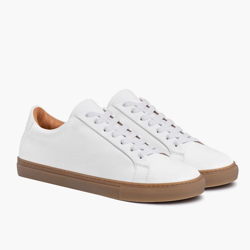 Legacy White Leather Sneakers in White Full-Grain Leather - Lateral Side Profile View | Buy Online