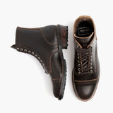 Logger Waxed Cacao Leather Boots - Reinforced Heel Counter & Precision Double-Row Stitching Detail