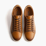 Premier Low Top Toffee Leather Sneakers For Men - Reinforced Heel Counter & Precision Double-Row Stitching Detail
