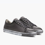 Premier Low Top Distressed Grey Leather Sneakers For Men in Grey Full-Grain Leather - Lateral Side Profile View | Buy Online