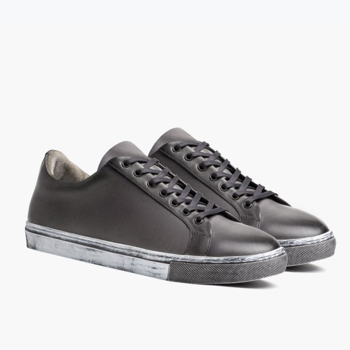 Premier Low Top Distressed Grey Leather Sneakers