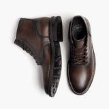 President Black Coffee Leather Boots For Men - Reinforced Heel Counter & Precision Double-Row Stitching Detail