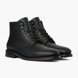President Black Matte Leather Boots For Men in Black Full-Grain Leather - Lateral Side Profile View | Buy Online