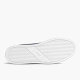 High-Traction Rubber Outsole & Lug Tread Pattern on Premier Low Top Deep Blue Leather Sneakers For Men