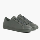 Premier Low Top Grey Leather Sneakers For Men in Grey Full-Grain Leather - Lateral Side Profile View | Buy Online