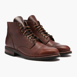 Vanguard French Roast Leather Boots For Men in Classic Full-Grain Leather - Lateral Side Profile View | Buy Online