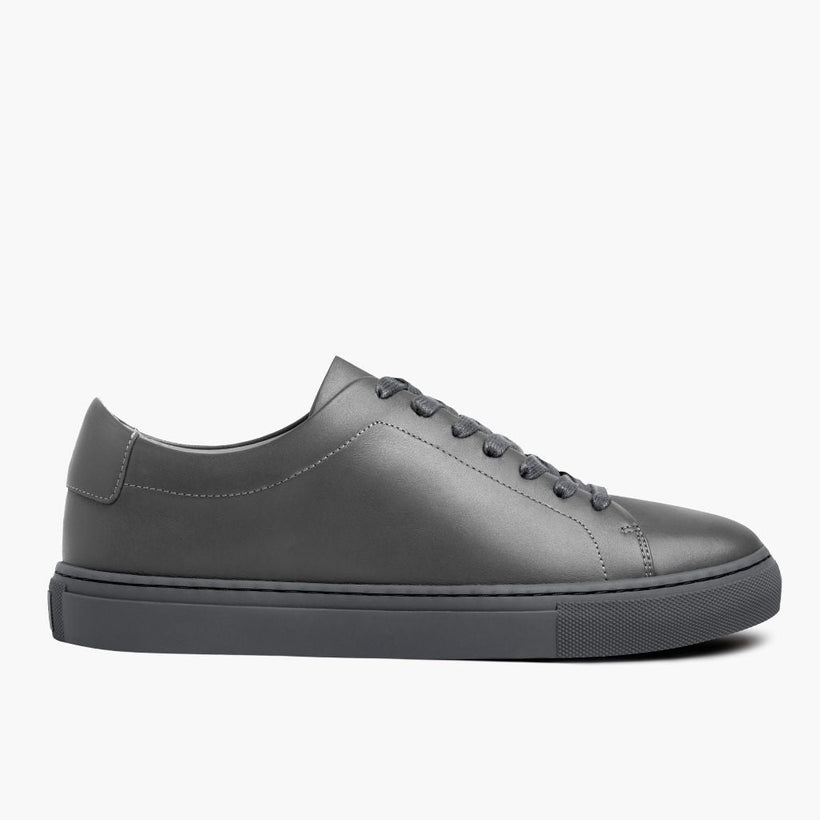 Grey Full-Grain leather Sneakers - Goodyear Welt Construction & Front Toe Box Detail