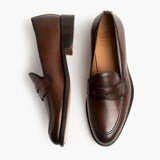 Lincoln Rich Mahogany Leather Sneakers - Reinforced Heel Counter & Precision Double-Row Stitching Detail