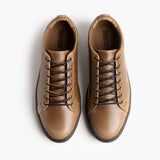 Premier Low Top Natural Leather Sneakers For Men - Reinforced Heel Counter & Precision Double-Row Stitching Detail