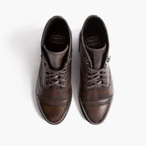 Captain Black Coffee Leather Boots - Reinforced Heel Counter & Precision Double-Row Stitching Detail