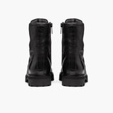 Combat Black Leather Boots - Reinforced Heel Counter & Precision Double-Row Stitching Detail