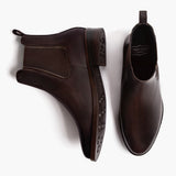 Duchess Black Coffee Leather Boots - Reinforced Heel Counter & Precision Double-Row Stitching Detail