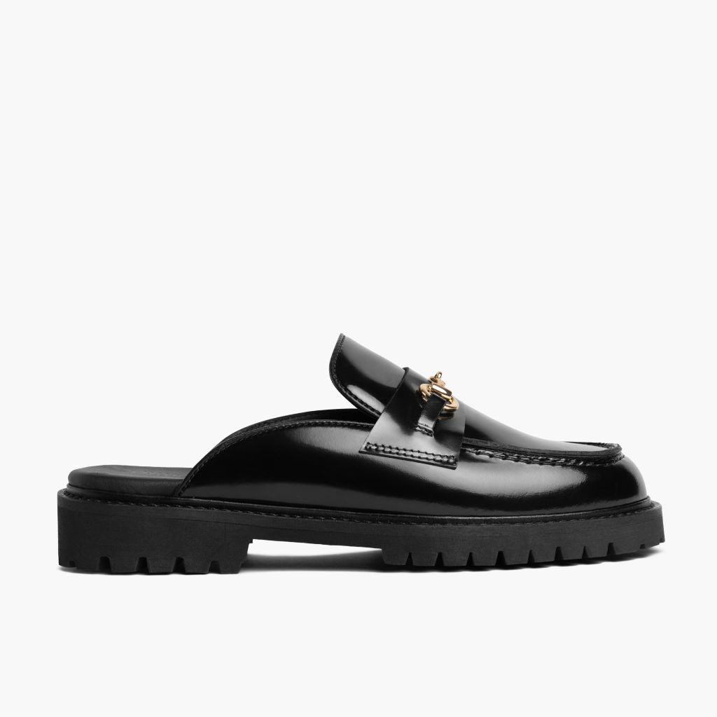 Orlaven Penny Mule | Black & Gold footwear image 2