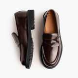 Women's Penny Burgundy Leather Boots - Reinforced Heel Counter & Precision Double-Row Stitching Detail
