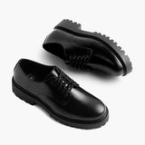High-Traction Rubber Outsole & Lug Tread Pattern on Women's Renegade Black Leather Sneakers
