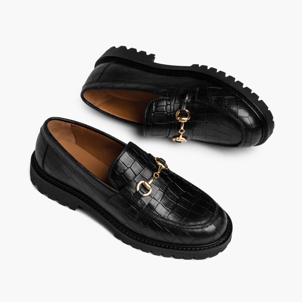 Orlaven Penny | Black & Gold Croco footwear image 4