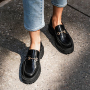 Orlaven Penny Platform | Black & Gold footwear image 7