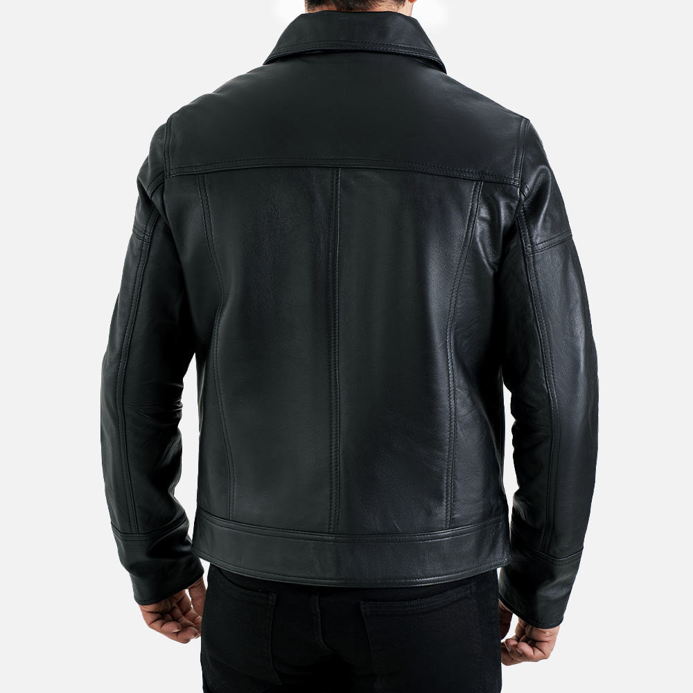 Calabria Black Leather Biker Jacket - image 4