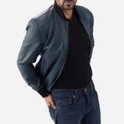Amalfi Blue Leather Bomber Jacket - image 6