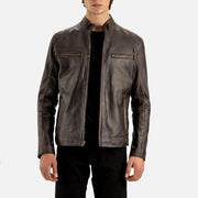 Firenze Distressed Brown Leather Biker Jacket - image 1