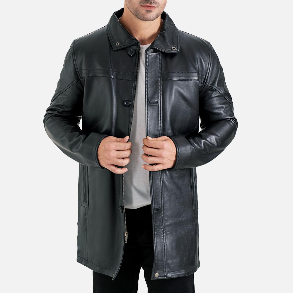 Sardegna Black Leather Coat - image 1