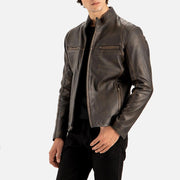 Firenze Distressed Brown Leather Biker Jacket - image 2