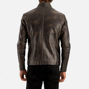 Firenze Distressed Brown Leather Biker Jacket - image 6
