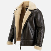 Merano Brown & White Real Shearling Bomber Jacket - image 7