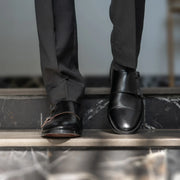 Orlaven Boston Double Monk Strap Black Leather Shoes footwear image 10