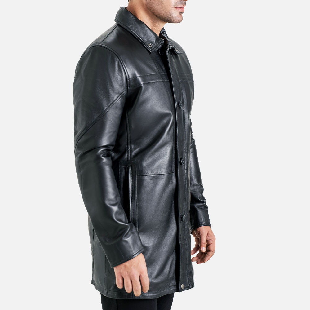 Sardegna Black Leather Coat - image 2