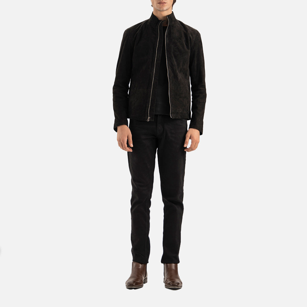 Cervino Black Suede Biker Jacket - image 10