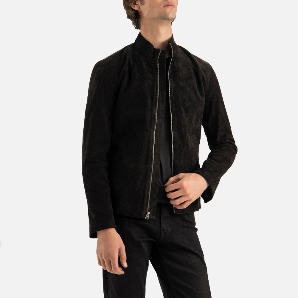 Cervino Black Suede Biker Jacket - image 2