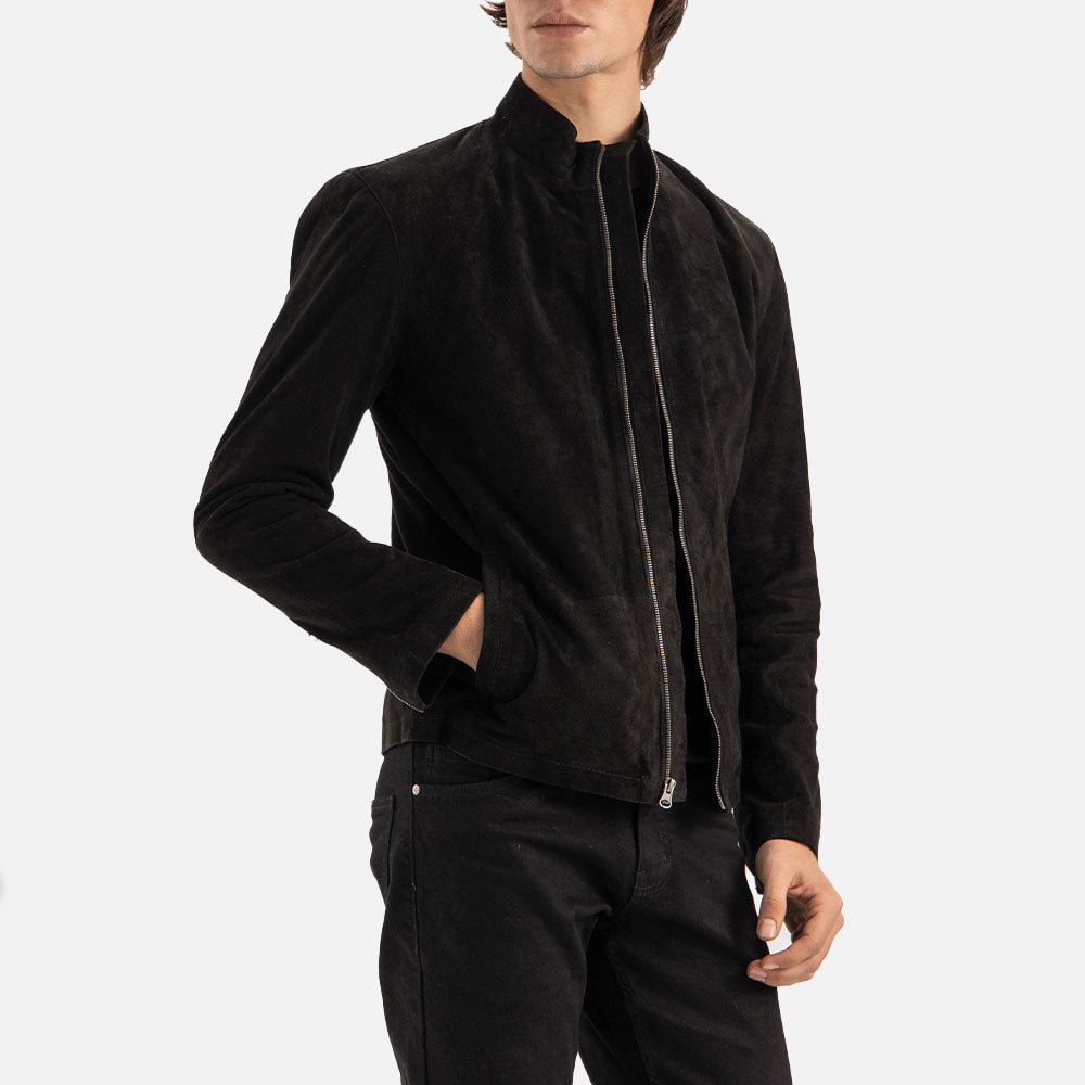 Cervino Black Suede Biker Jacket - image 1