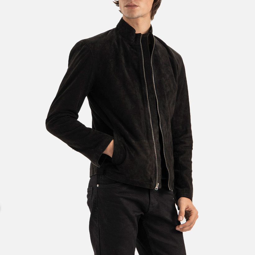Cervino Black Suede Biker Jacket - image 1