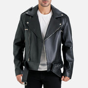 Positano Black Biker Leather Jacket - image 3
