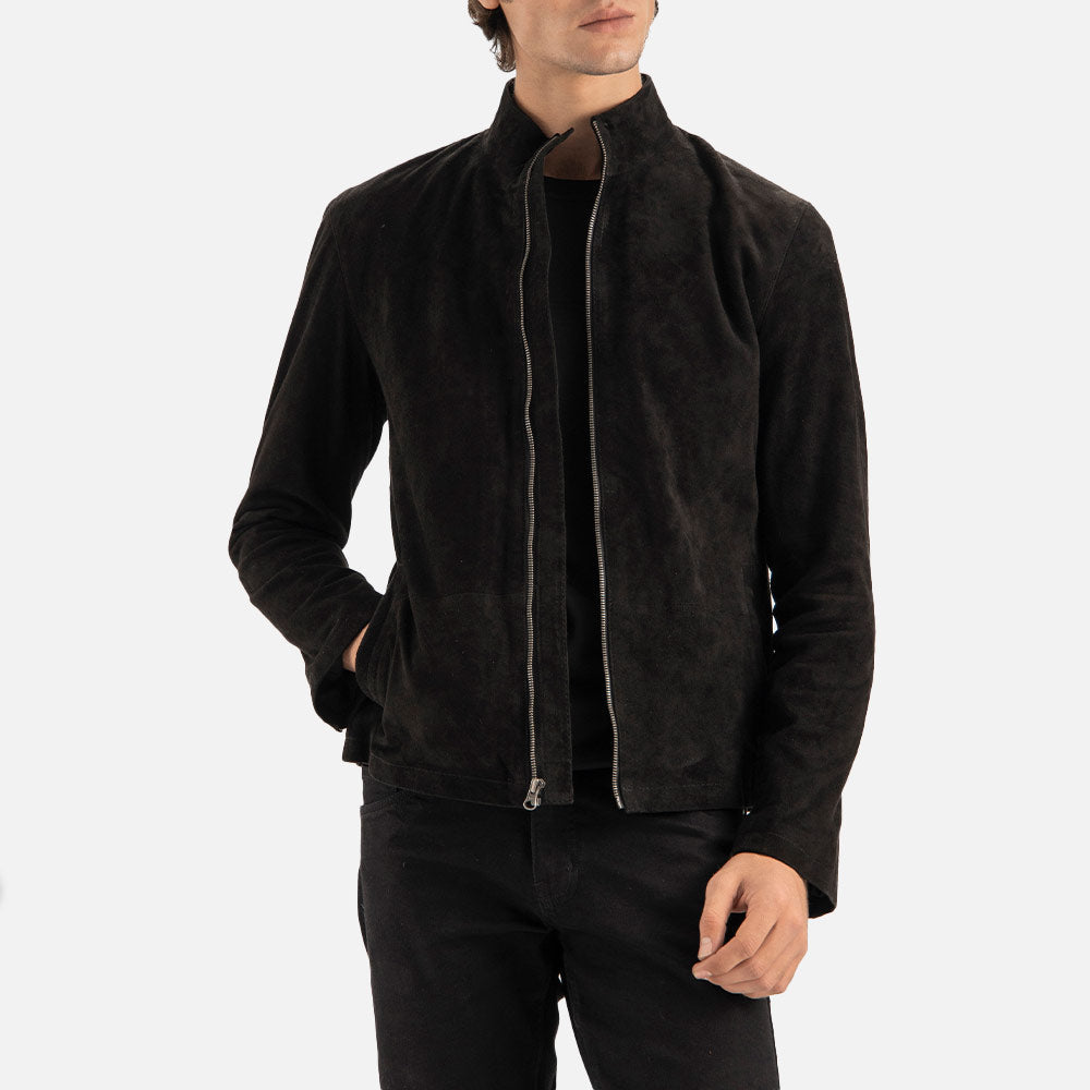Cervino Black Suede Biker Jacket - image 4