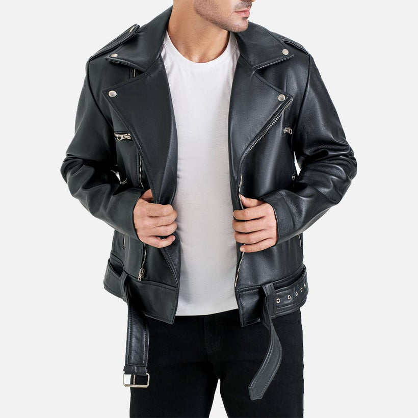 Positano Black Biker Leather Jacket - image 1