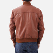 Amalfi tan Leather Bomber Jacket - image 7