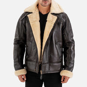 Merano Brown & White Real Shearling Bomber Jacket - image 2