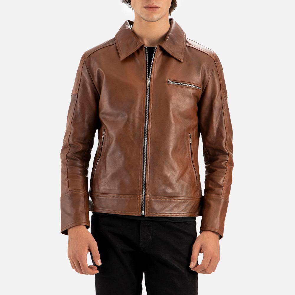 Calabria Brown Leather Biker Jacket - image 7