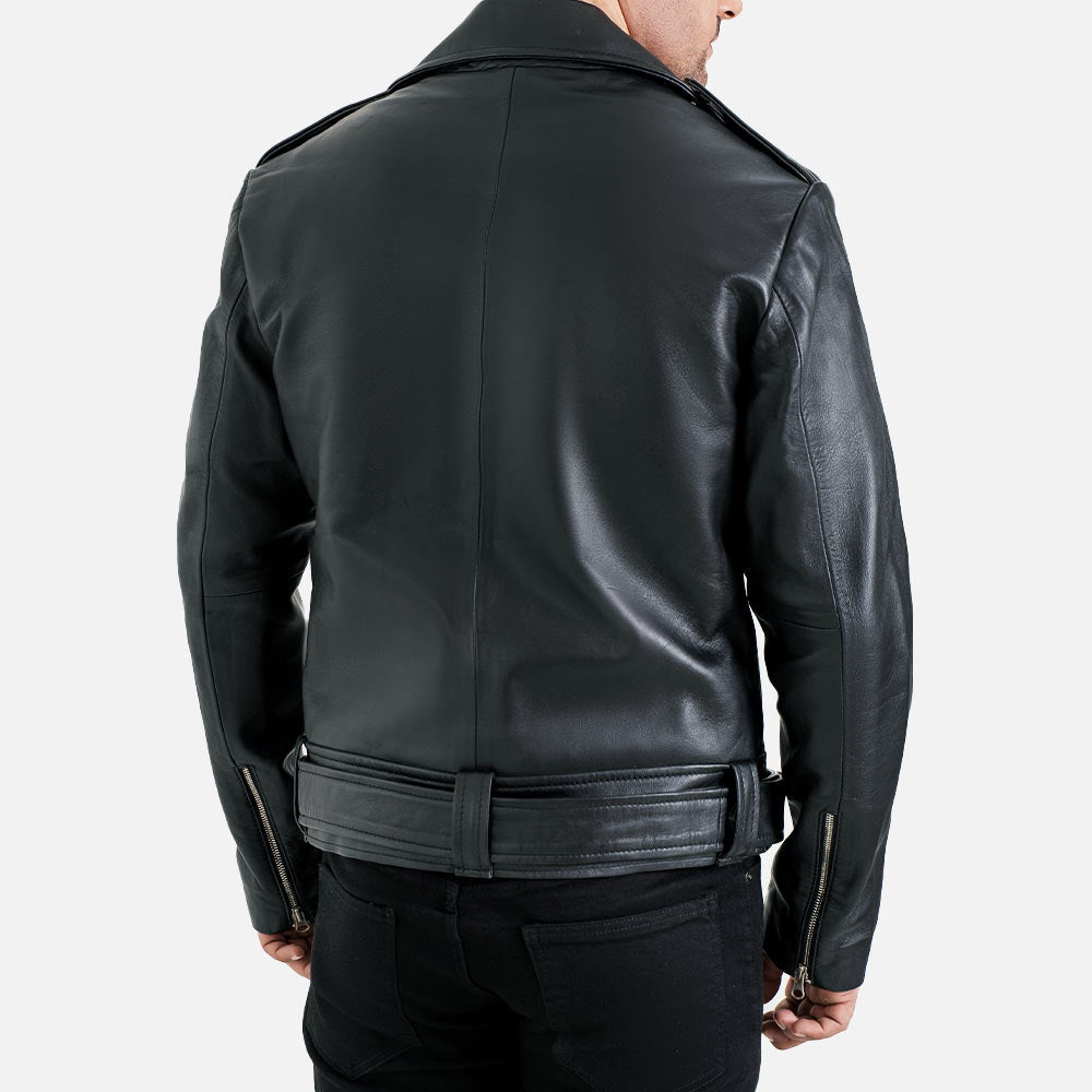 Positano Black Biker Leather Jacket - image 4
