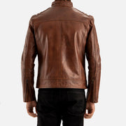 Puglia Brown Leather Biker Jacket - image 6