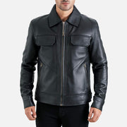 Catania Black Biker Leather Jacket - image 3