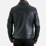 Catania Black Biker Leather Jacket - image 4