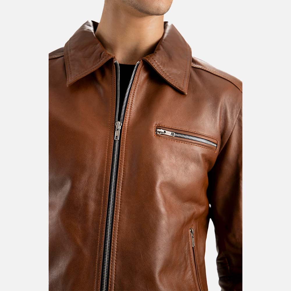 Calabria Brown Leather Biker Jacket - image 10