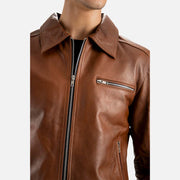 Calabria Brown Leather Biker Jacket - image 10