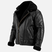 Merano Black Real Shearling Bomber Jacket - image 5